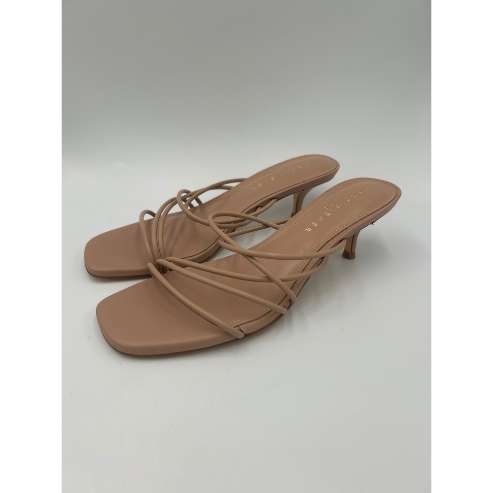 Marc Fisher LTD Dalary Tan Strappy Square Toe Kitten Heel Mules Sandals Size 8